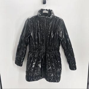 Erin Snow Quilted Puffer Black Glossy Coat S